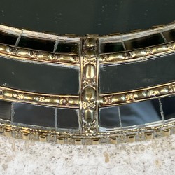 Oval Multi-Faceted Wall Mirror with Brass Garlands, 1970s | Maison Barrois