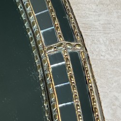 Oval Multi-Faceted Wall Mirror with Brass Garlands, 1970s | Maison Barrois