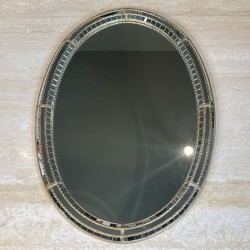 Oval Multi-Faceted Wall Mirror with Brass Garlands, 1970s | Maison Barrois