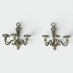 Paire d'Appliques à Trois Bras de Lumière en Bronze Doré à | Maison Barrois