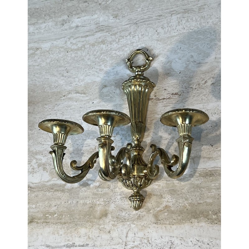 Paire d'Appliques à Trois Bras de Lumière en Bronze Doré à | Maison Barrois