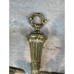 Paire d'Appliques à Trois Bras de Lumière en Bronze Doré à | Maison Barrois
