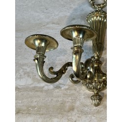 Paire d'Appliques à Trois Bras de Lumière en Bronze Doré à | Maison Barrois