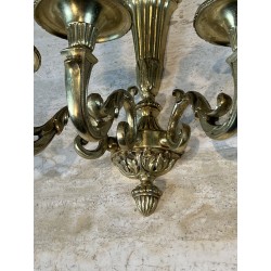 Paire d'Appliques à Trois Bras de Lumière en Bronze Doré à | Maison Barrois
