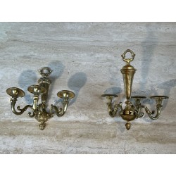 Paire d'Appliques à Trois Bras de Lumière en Bronze Doré à | Maison Barrois