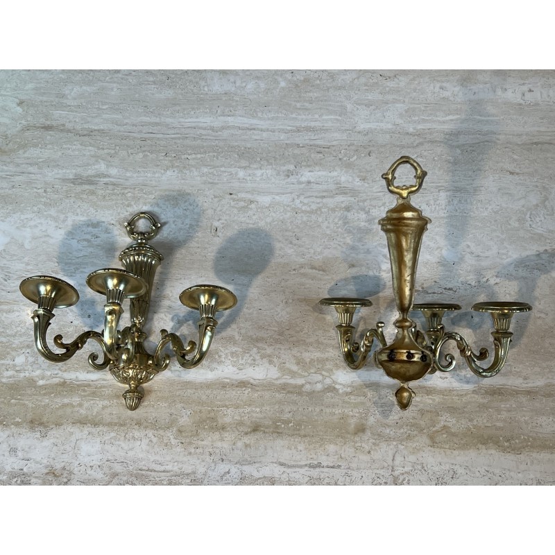 Paire d'Appliques à Trois Bras de Lumière en Bronze Doré à | Maison Barrois