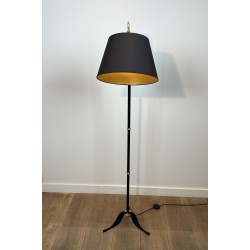 Lampadaire à Crosse en Métal Laqué Noir et Laiton, Pièteme | Maison Barrois