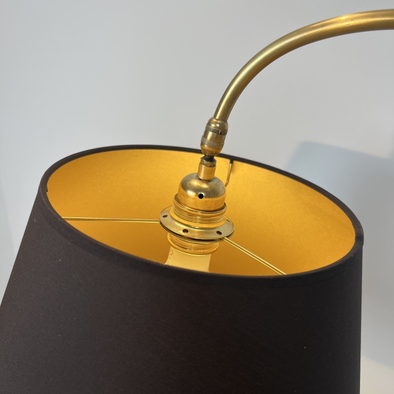 Lampadaire à Crosse en Métal Laqué Noir et Laiton, Pièteme | Maison Barrois