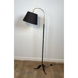 Lampadaire à Crosse en Métal Laqué Noir et Laiton, Pièteme | Maison Barrois