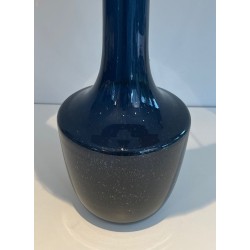 Lampe de Table en Verre Soufflé Bleu, Travail Français ou Italien, vers 1970