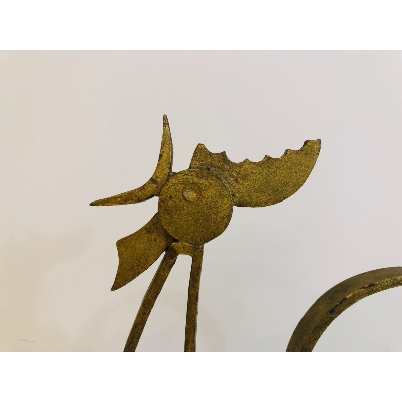 Coq Stylisé en Fer Forgé Doré sur Socle, Travail Français, | Maison Barrois