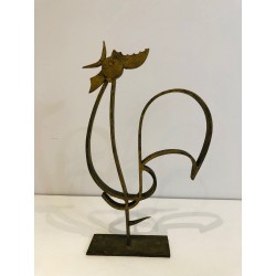 Coq Stylisé en Fer Forgé Doré sur Socle, Travail Français, | Maison Barrois