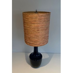 Lampe de Table en Verre Soufflé Bleu, Travail Français ou Italien, vers 1970