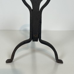 Pair of Wrought Iron Andirons with Ring and Heart Decorati | Maison Barrois