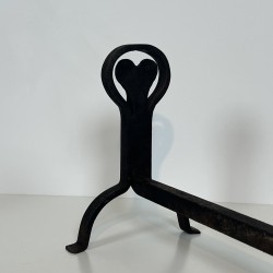 Pair of Wrought Iron Andirons with Ring and Heart Decorati | Maison Barrois