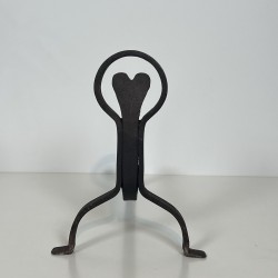 Pair of Wrought Iron Andirons with Ring and Heart Decorati | Maison Barrois