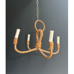 Lustre en Corde de Chanvre Tressée à Quatre Lumières, Audo | Maison Barrois
