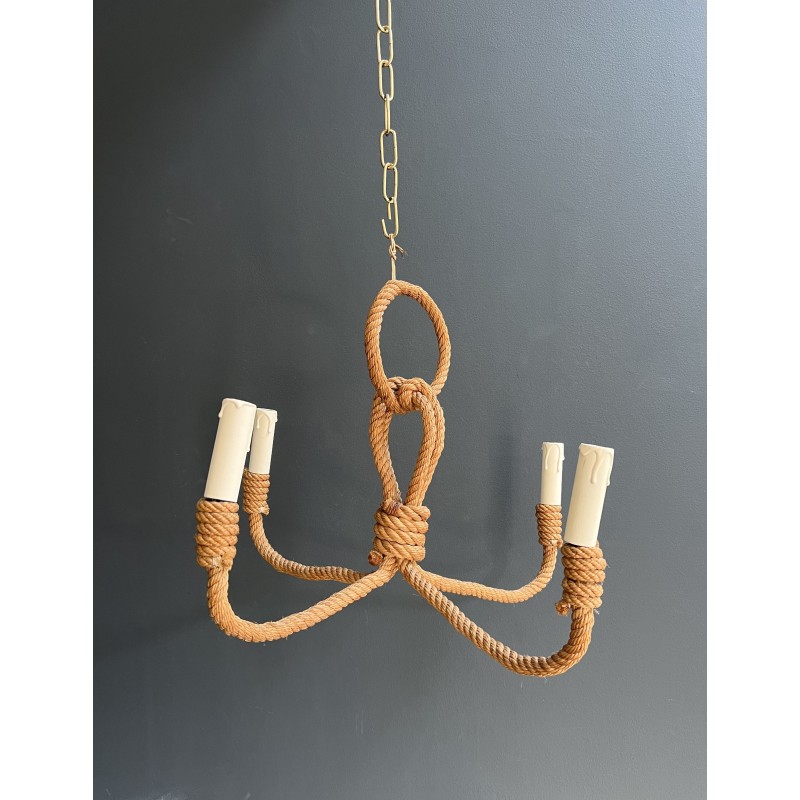Lustre en Corde de Chanvre Tressée à Quatre Lumières, Audo | Maison Barrois