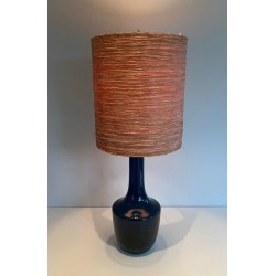 Lampe de Table en Verre Soufflé Bleu, Travail Français ou Italien, vers 1970