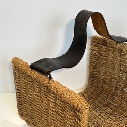 Braided Rope and Leather-Handled Log Holder, in the Style | Maison Barrois