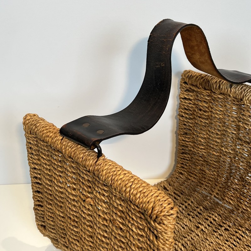 Braided Rope and Leather-Handled Log Holder, in the Style | Maison Barrois