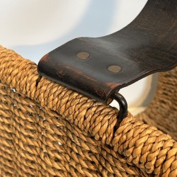 Braided Rope and Leather-Handled Log Holder, in the Style | Maison Barrois
