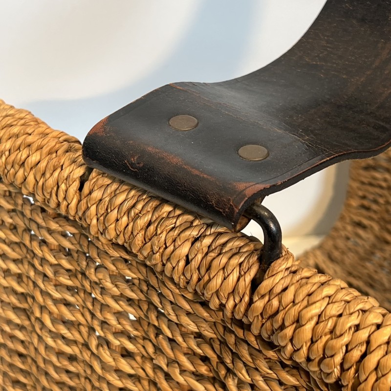 Braided Rope and Leather-Handled Log Holder, in the Style | Maison Barrois