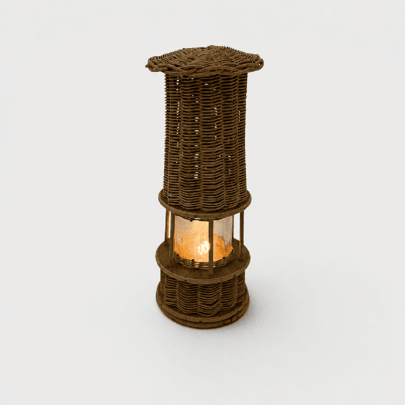 Woven Rattan Lamp in the Form of an Oil Lamp, Attributed t | Maison Barrois