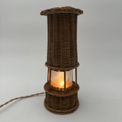 Woven Rattan Lamp in the Form of an Oil Lamp, Attributed t | Maison Barrois