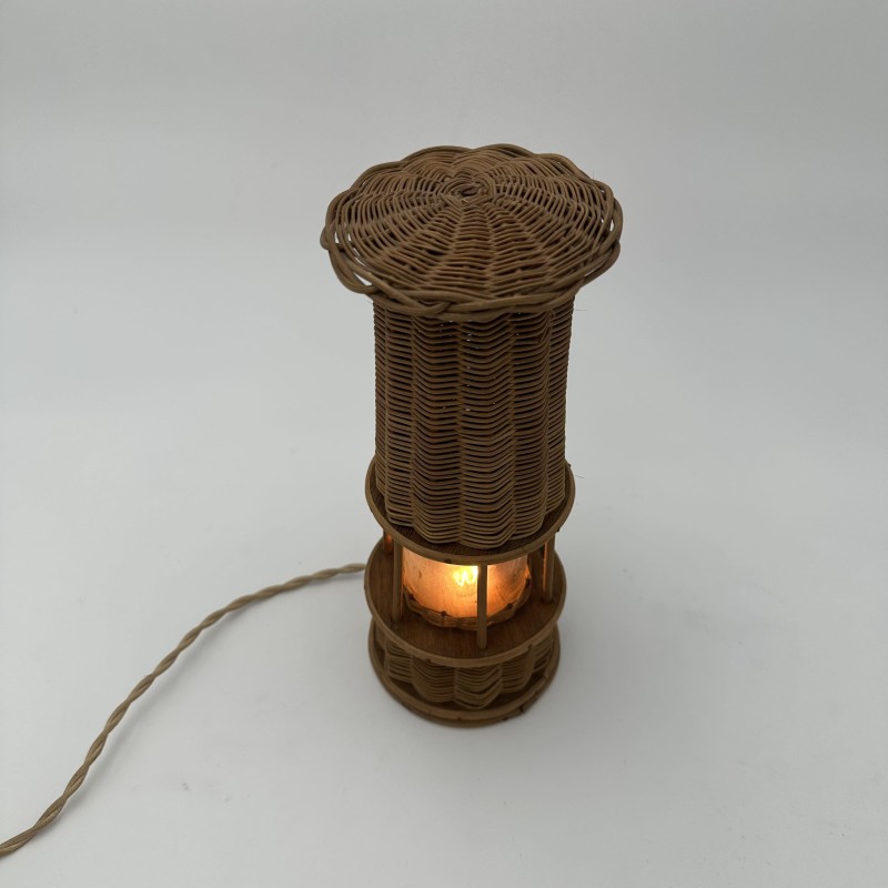 Woven Rattan Lamp in the Form of an Oil Lamp, Attributed t | Maison Barrois