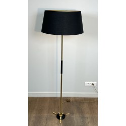 Brass Floor Lamp with a Shaft Ringed in Black, Tripod Base | Maison Barrois
