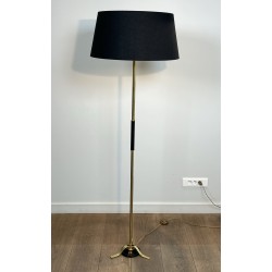 Brass Floor Lamp with a Shaft Ringed in Black, Tripod Base | Maison Barrois