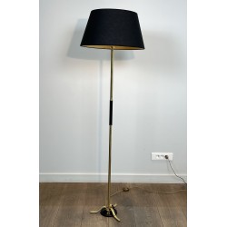Lampadaire en Laiton à Fût Bagué de Noir, Piètement Tripod | Maison Barrois