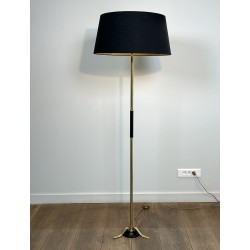 Lampadaire en Laiton à Fût Bagué de Noir, Piètement Tripod | Maison Barrois