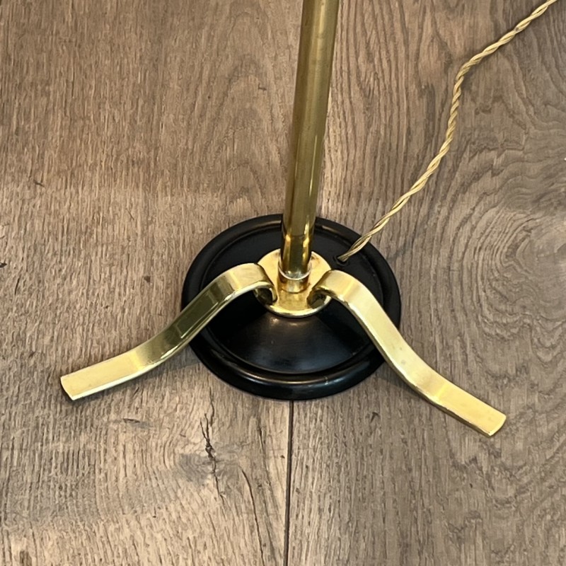 Brass Floor Lamp with a Shaft Ringed in Black, Tripod Base | Maison Barrois