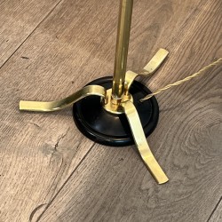 Lampadaire en Laiton à Fût Bagué de Noir, Piètement Tripod | Maison Barrois