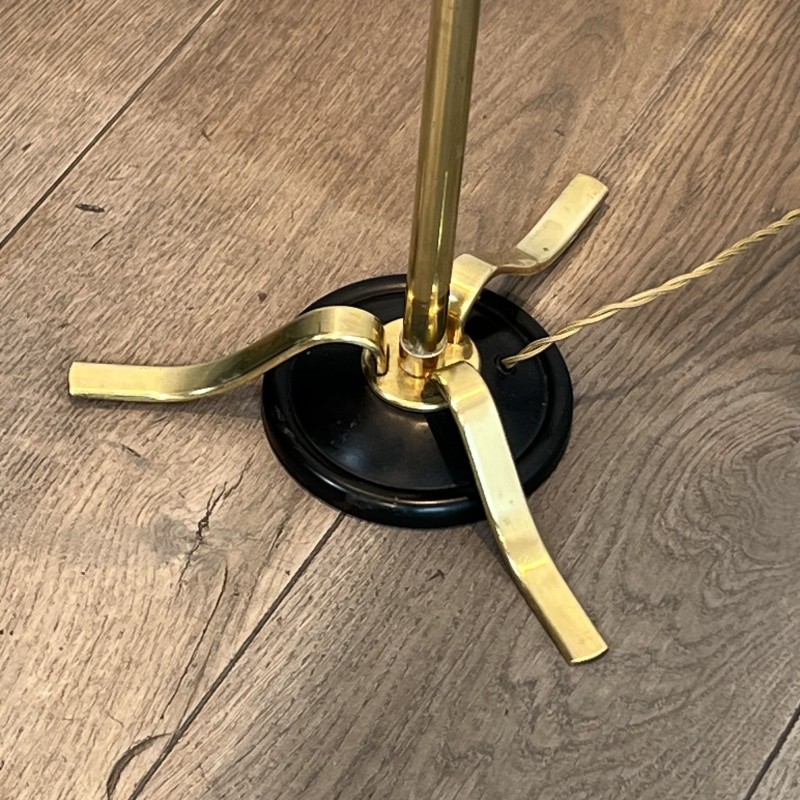 Brass Floor Lamp with a Shaft Ringed in Black, Tripod Base | Maison Barrois