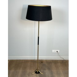 Brass Floor Lamp with a Shaft Ringed in Black, Tripod Base | Maison Barrois