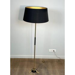 Brass Floor Lamp with a Shaft Ringed in Black, Tripod Base | Maison Barrois