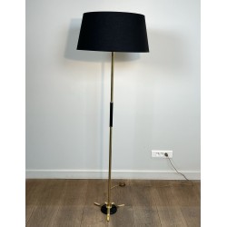 Brass Floor Lamp with a Shaft Ringed in Black, Tripod Base | Maison Barrois