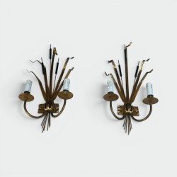 Paire d'Appliques Gerbe de Massettes à Deux Bras de Lumièr | Maison Barrois