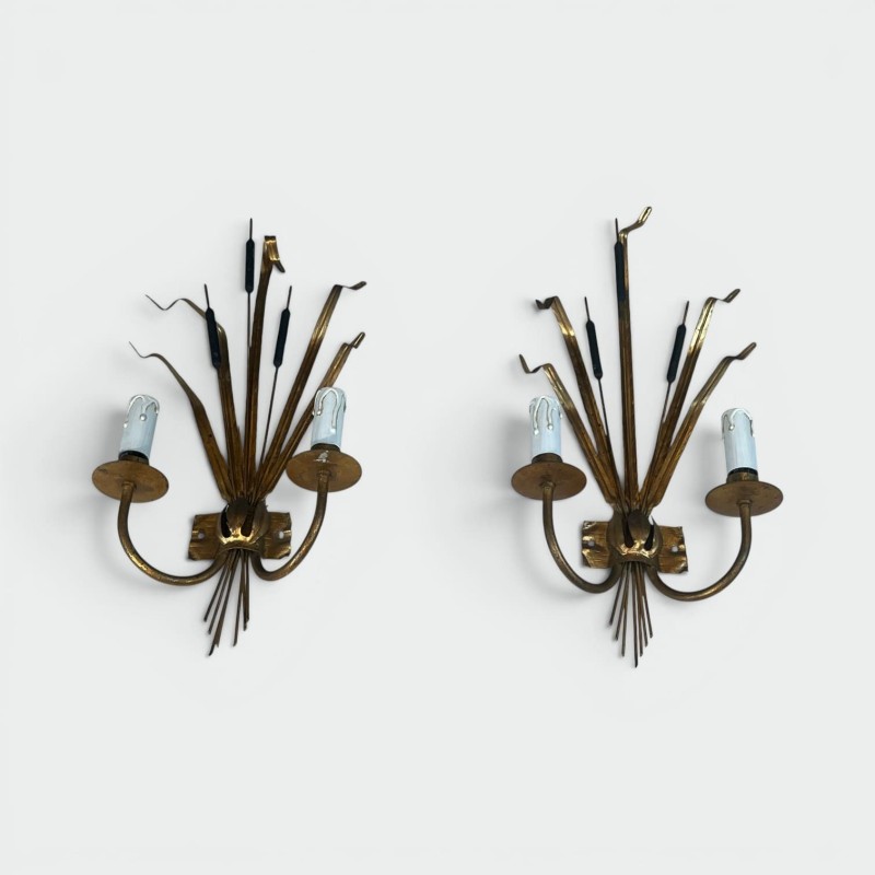 Paire d'Appliques Gerbe de Massettes à Deux Bras de Lumièr | Maison Barrois