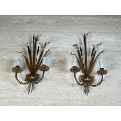 Paire d'Appliques Gerbe de Massettes à Deux Bras de Lumièr | Maison Barrois