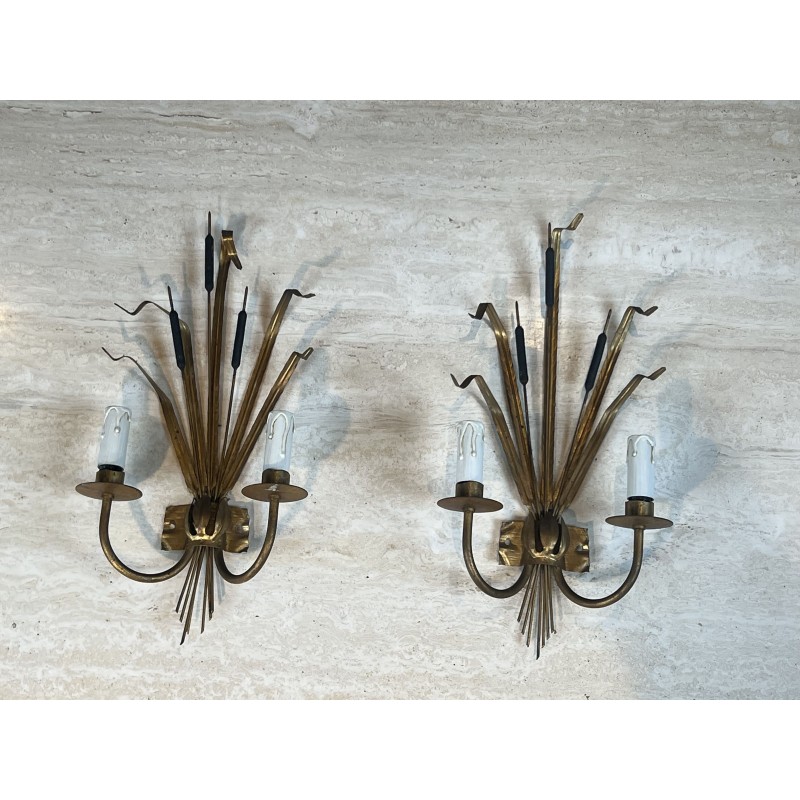 Paire d'Appliques Gerbe de Massettes à Deux Bras de Lumièr | Maison Barrois