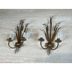 Paire d'Appliques Gerbe de Massettes à Deux Bras de Lumièr | Maison Barrois
