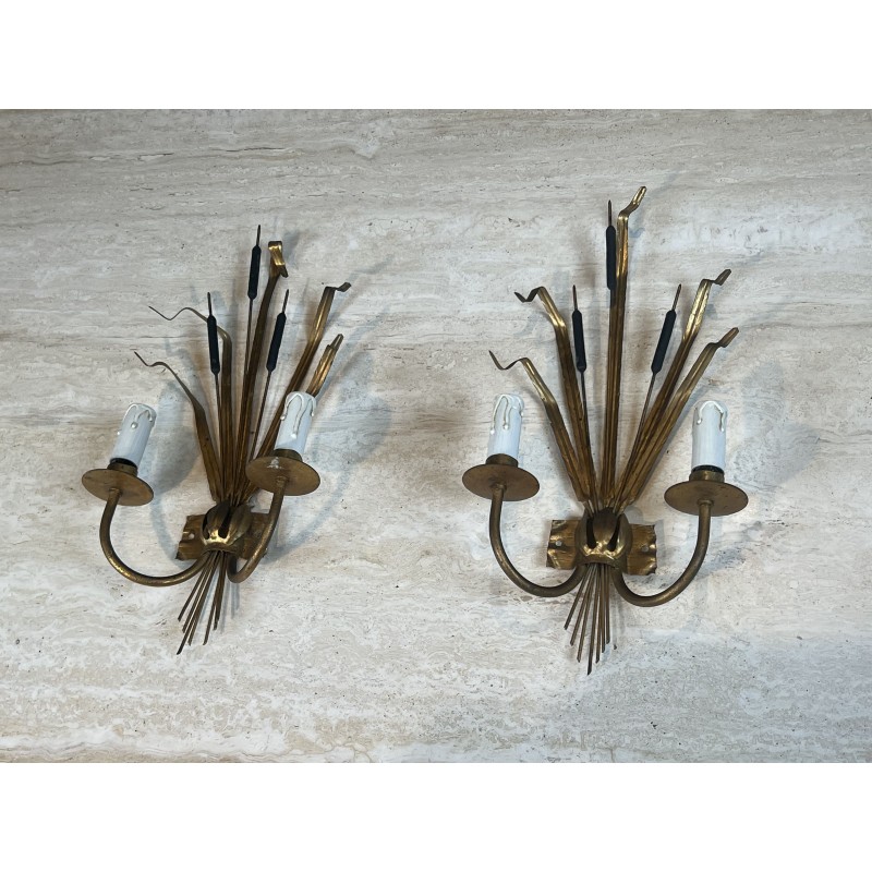 Paire d'Appliques Gerbe de Massettes à Deux Bras de Lumièr | Maison Barrois