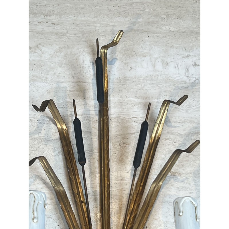 Paire d'Appliques Gerbe de Massettes à Deux Bras de Lumièr | Maison Barrois