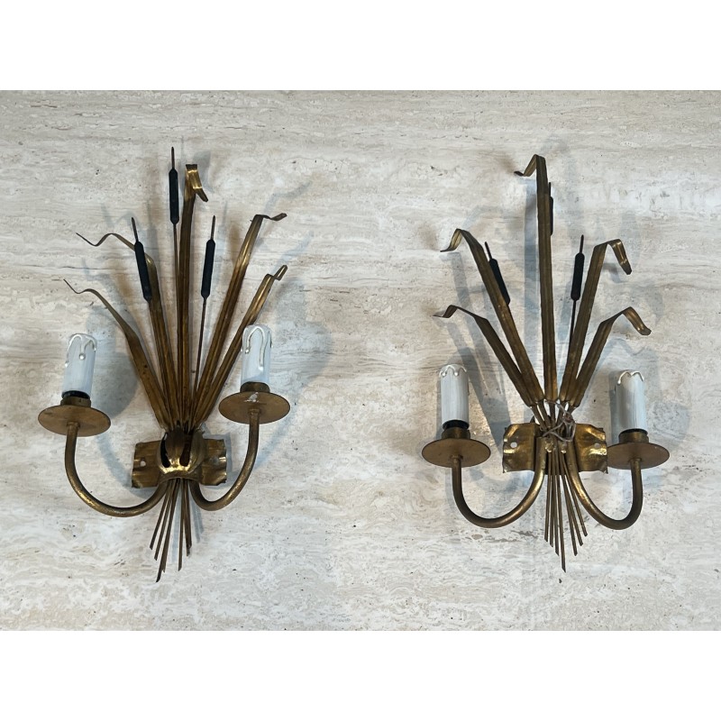 Paire d'Appliques Gerbe de Massettes à Deux Bras de Lumièr | Maison Barrois
