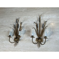 Paire d'Appliques Gerbe de Massettes à Deux Bras de Lumièr | Maison Barrois
