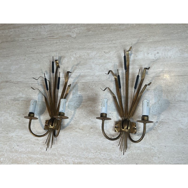 Paire d'Appliques Gerbe de Massettes à Deux Bras de Lumièr | Maison Barrois